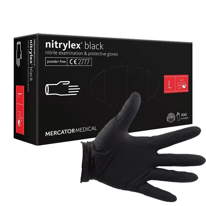 MERCATOR Nitrylex Black L - rękawice nitrylowe czarne | Hit sprzedaży