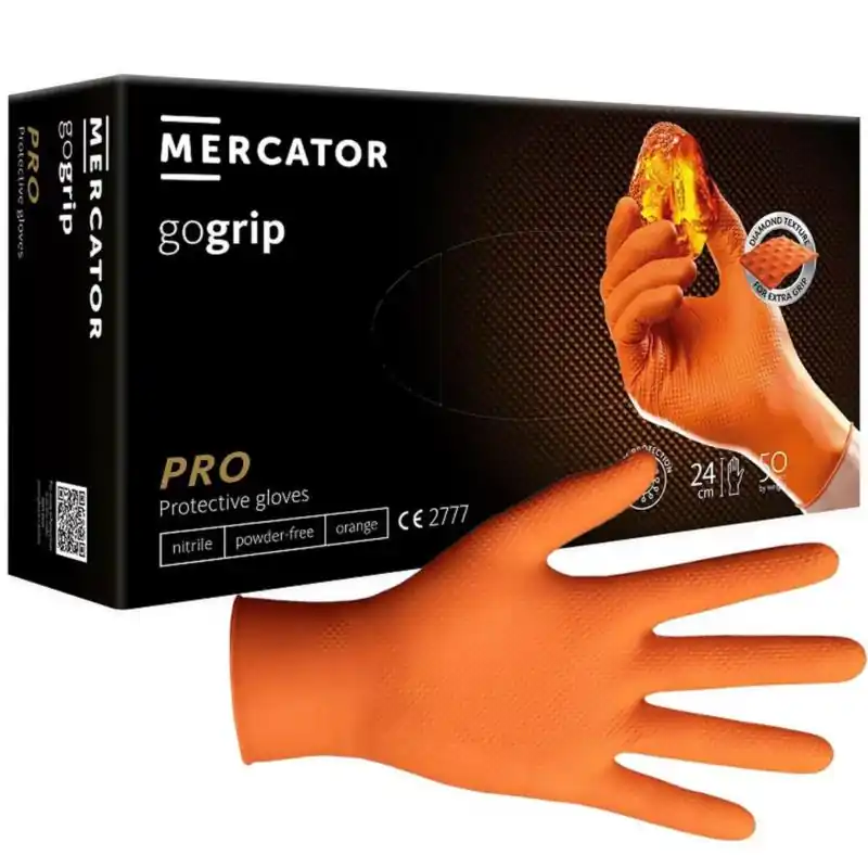 Na zamówienie - MERCATOR GoGrip wzmacniane rękawice nitrylowe pomarańczowe L