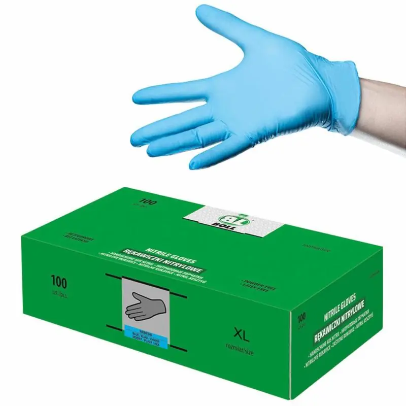 Oszczędź - BOLL Rękawice nitrylowe bezpudrowe XL 100szt. – Niebieskie ochronne
