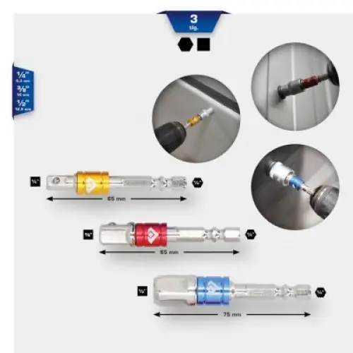 ZESTAW ADAPTERÓW CZTEROKĄTNYCH 1/4 + 3/8 + 1/2 - Produkt polecany