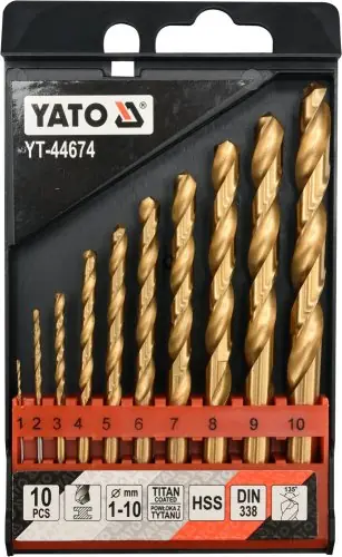 ZESTAW WIERTEL DO METALU HSS-TIN 10SZT 1-10MM SZT YATO - Zostało kilka sztuk