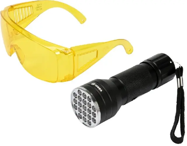ZESTAW LATARKA UV 21LED I OKULARY | Nowość