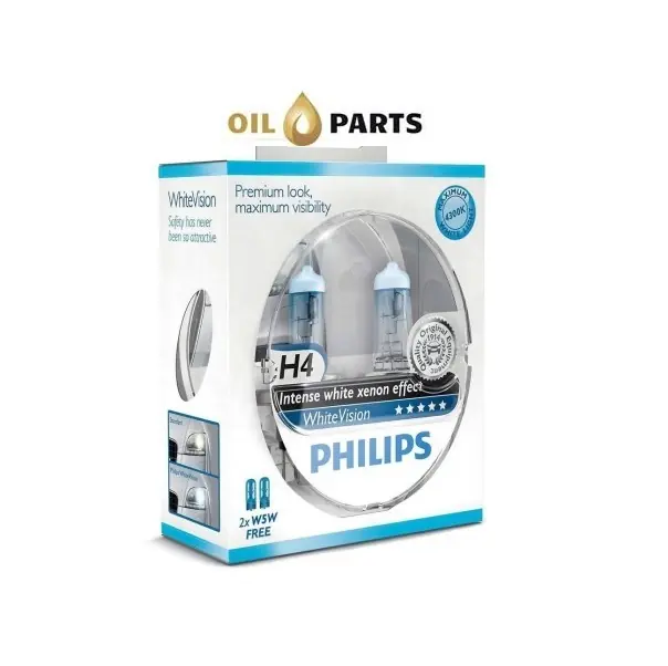 ŻARÓWKI PHILIPS H4 WHITEVISION box 2szt. +W5W - Zostało tylko kilka sztuk