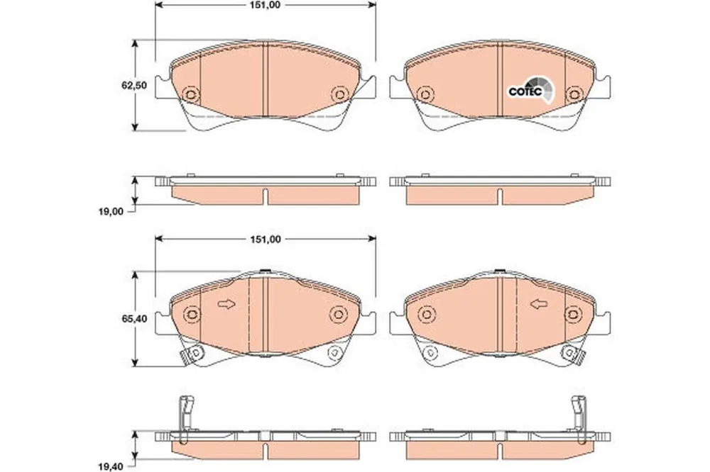 Premium - KLOCKI HAM.PRZÓD Z CZUJNIKIEM AKUSTYCZNYM GR.19,0 TOYOTA AVENSIS(T27)2009=> TOYOTA AURIS 2007=>