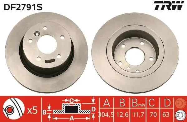 TARCZA HAM. TYLNA 304,5X12,6 LAND ROVER DISCOVERY II (LJ, LT) 98- RANGE ROVER II 94-02 | Zostało kilka sztuk