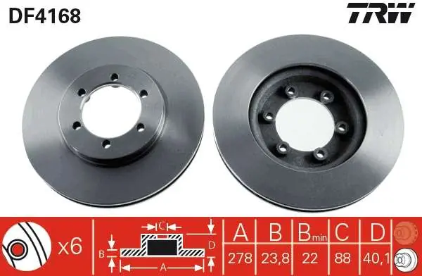 Cena fabryczna | TARCZA HAM. PRZEDNIA 278X23,8MM SSANGYONG MUSSO (FJ) 10/95- DAEWOO MUSSO (FJ) 01/99-