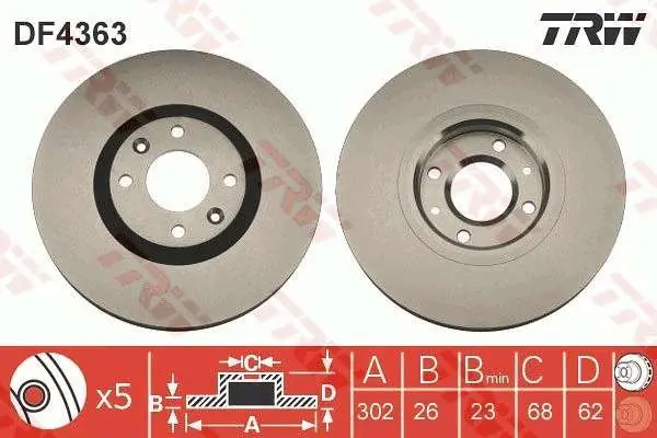 TARCZA HAM. PRZEDNIA WENT. 302,5X26 CITROEN C4 11/2004=> C4 PICASSO 02/2007=> - Oszczędź