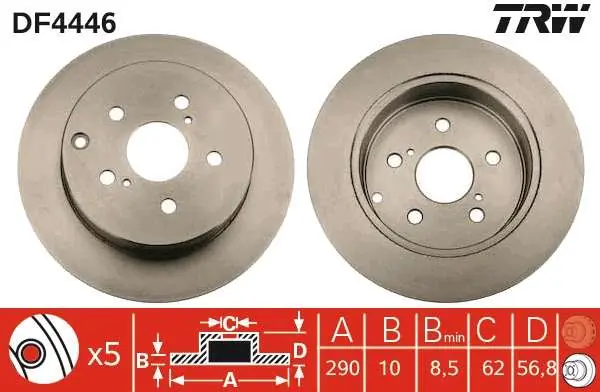 Jakość premium | TARCZA HAM. TYLNA 290X10 TOYOTA COROLLA VERSO 04/2004=>