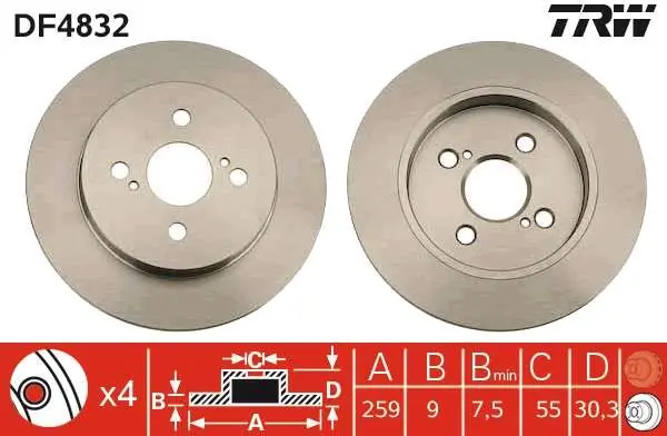 Nie przegap okazji - TARCZA HAM. TYLNA (+ABS) 259X9 TOYOTA YARIS (_P9_) 1.0 VVTI, 1.8 VVTI 2006=> TOYOTA IQ 09-