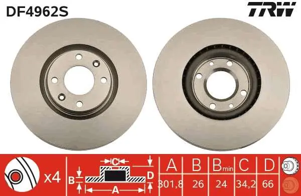 Produkt polecany - TARCZA HAM. PRZEDNIA 302X26MM PEUGEOT 308 2,0 HDI 2007- /POJ. PAK./