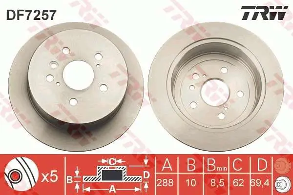 TARCZA HAM. TYLNA 288X10MM LEXUS RX300/400 2003=> - Na stanie