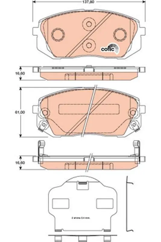 Oferta specjalna | KLOCKI HAM.PRZÓD Z CZUJNIKIEM AKUSTYCZNYM GR.16,6 KIA CARENS II (FJ),CARENS III (UN)