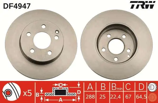 TARCZA HAM. PRZEDNIA 288X25MM MERCEDES C-KLASA W204 2007=> - Cena specjalna