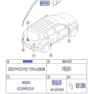 Emblemat napis ‘‘SPORTAGE‘‘ KIA Sportage 2014 863103W000 - Sprawdzony wybór