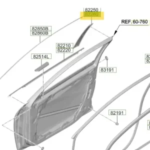 Ograniczona dostępność - Nakładka ramy okna drzwi prawa Hyundai Elantra (2020-2023) 82260AA000