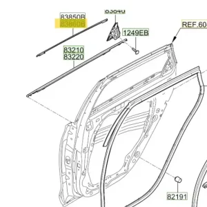 Listwa ramy okna drzwi prawy tył Hyundai I30 (2017-2024) 83860G4710 | Nowość w sklepie