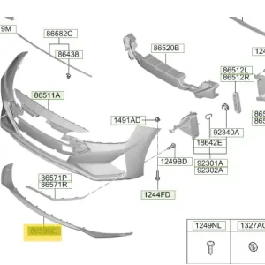 Hit sprzedaży | Listwa dolna zderzaka przedniego Hyundai Elantra (2019) 86591F2AA0
