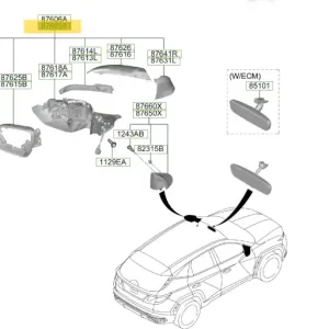Lusterko boczne zewnętrzne lewe Hyundai Tucson (2022) 87610N7140 | Bezpieczna płatność