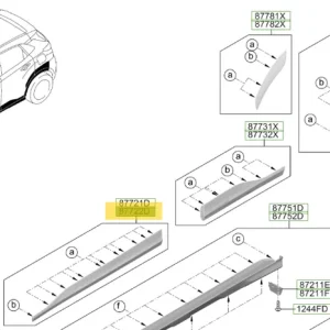 Listwa boczna drzwi przednich prawa Hyundai Kona (2018) 87722J9500PGY - Już w sprzedaży