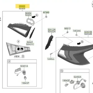 Wyprzedaż | Lampa tylna zespolona wewnętrzna lewa Hyundai I20 / Bayon (2021-2024) 92403Q0000