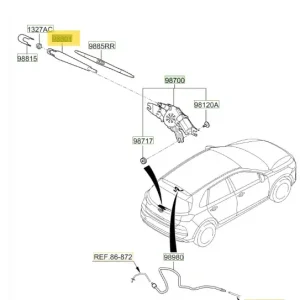 Ramie wycieraczki szyby tylnej Hyundai I30 / Santa Fe 98811G3000 - Top produkt