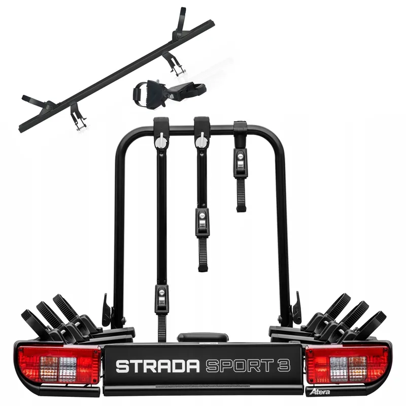 Bezpośrednio od producenta | Zestaw Atera Strada Sport 3 PRO black z przystawką - bagażnik rowerowy na hak na 4 rowery