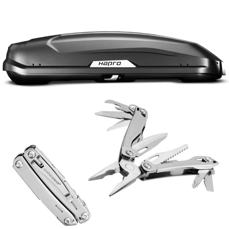 Zestaw Box dachowy Hapro Trivor 440 czarny matowy + Multitool Leatherman SIDEKICK 831439 - Oferta dnia