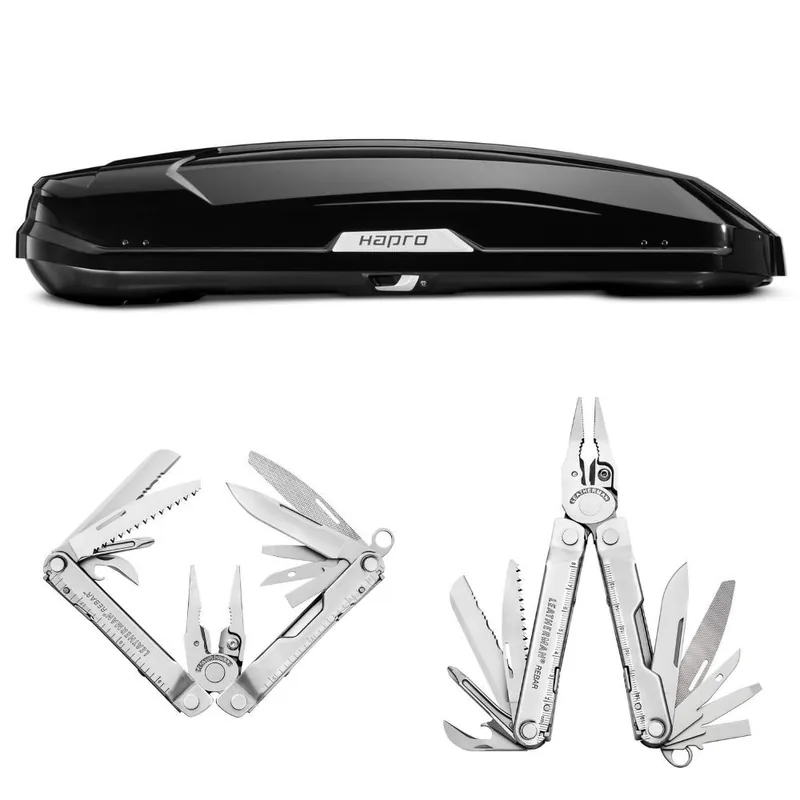 Zestaw Box dachowy Hapro Trivor 560 czarny połysk + Multitool Leatherman Rebar 831557 | Spiesz się