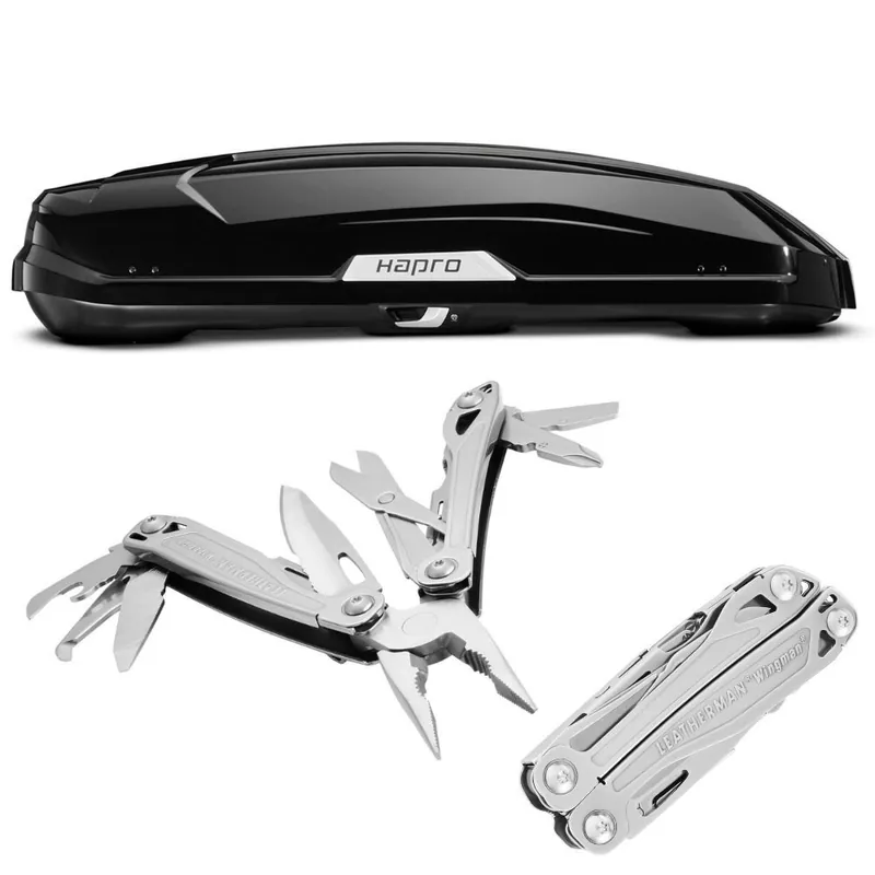Zestaw Box dachowy Hapro Trivor 440 czarny połysk + Multitool Leatherman WINGMAN 832523 | W sprzedaży